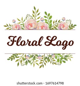 Vector floral logo with roses