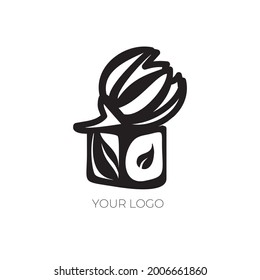 Vector floral logo. Sweet candy emblem. Logo for a flower shop, cafe, art studio, beauty salon.