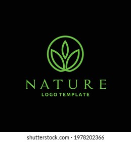 Vector Floral Logo Template in Elegant and Minimalist Style on Black Background Illustration, Circle Frames Logos For Badges, Labels, Logotypes and Branding Business Identity