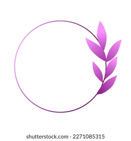 Vector floral logo template in elegant and minimal style with purple leaves. Circle frames logos. For badges, labels, logotypes and branding business identity.