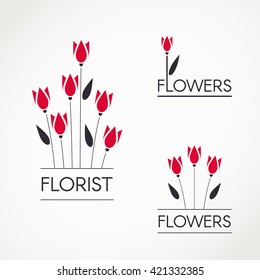 Vector floral logos and signs - emblems for flower shop. Floral elements. Florist or Gardening logo. vector illustration