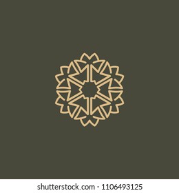 Vector floral luxury curve logo design. Round ornate frame. Vintage premium design vector element. Emblem luxury beauty spa, cosmetics, jewelry, hotel, restaurant. Wedding elegant outline frame.