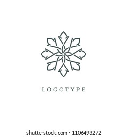 Vector floral luxury curve logo design. Round ornate frame. Vintage premium design vector element. Emblem luxury beauty spa, cosmetics, jewelry, hotel, restaurant. Wedding elegant outline frame.