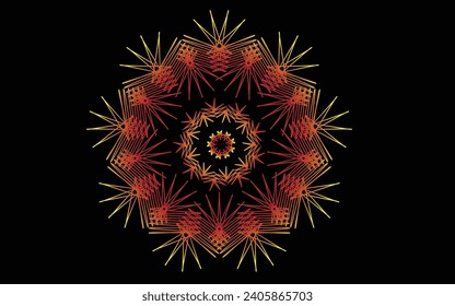 Vector Floral Mandala Frame Border Oriental Stock Vector