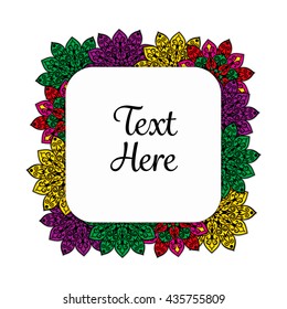 Vector floral mandala frame. Border in oriental indian style. Decorative element for design, isolated on white background.