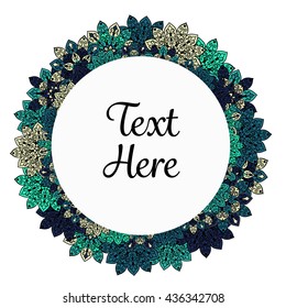 Vector floral mandala frame. Border in oriental indian style. Decorative element for design, isolated on white background.