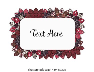 Vector floral mandala frame. Border in oriental indian style. Decorative element for design, isolated on white background.
