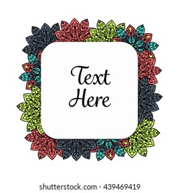 Vector floral mandala frame. Border in oriental indian style. Decorative element for design, isolated on white background