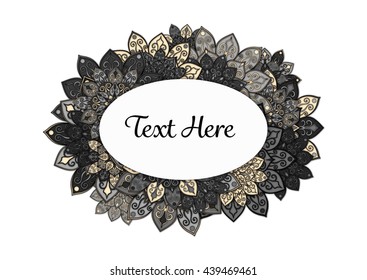 Vector floral mandala frame. Border in oriental indian style. Decorative element for design, isolated on white background