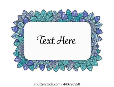 Vector floral mandala frame. Border in oriental indian style. Decorative element for design, isolated on white background.