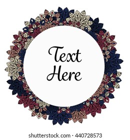Vector floral mandala frame. Border in oriental indian style. Decorative element for design, isolated on white background.