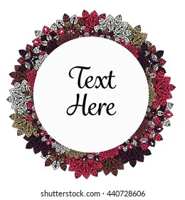 Vector floral mandala frame. Border in oriental indian style. Decorative element for design, isolated on white background.