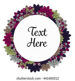 Vector floral mandala frame. Border in oriental indian style. Decorative element for design, isolated on white background.
