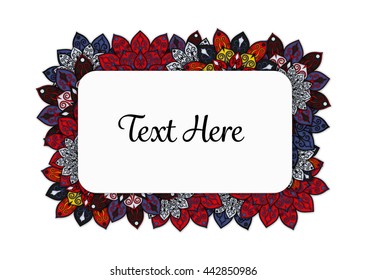 Vector floral mandala frame. Border in oriental indian style. Decorative element for design, isolated on white background.