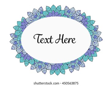 Vector floral mandala frame. Border in oriental indian style. Decorative element for design, isolated on white background.
