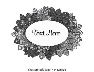 Vector floral mandala frame. Border in oriental indian style. Decorative element for design, isolated on white background.
