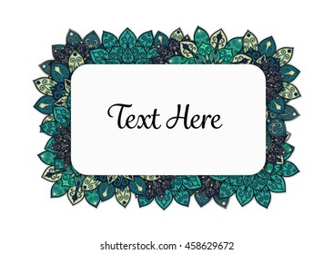 Vector floral mandala frame. Border in oriental indian style. Decorative element for design, isolated on white background.
