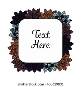 Vector floral mandala frame. Border in oriental indian style. Decorative element for design, isolated on white background.