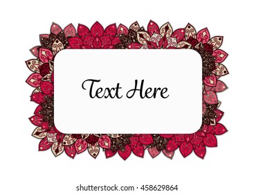 Vector floral mandala frame. Border in oriental indian style. Decorative element for design, isolated on white background.

