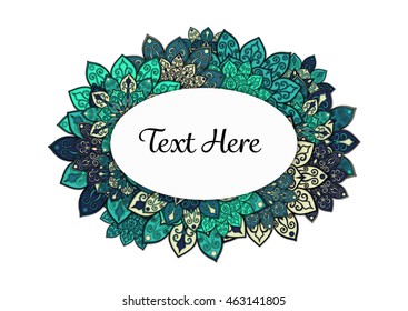 Vector floral mandala frame. Border in oriental indian style. Decorative element for design, isolated on white background.
