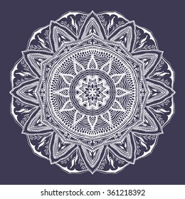 Vector floral mandala in indian style. Mehndi ornamental flower. Hand drawn ethnic pattern. Ornament for henna design