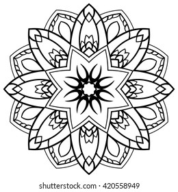 Vector floral mandala. Oriental stylized design element. Sketch of tattoo.