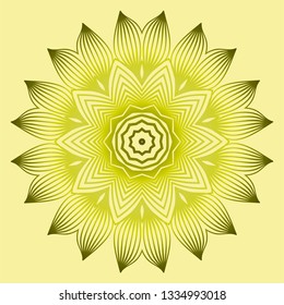 Vector Floral Mandala. Vintage Decorative Elements. Vector Illustration. Yellow gold dreen