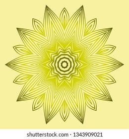 Vector Floral Mandala. Vintage Decorative Elements. Vector Illustration. Yellow gold dreen