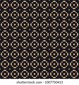 Vector floral medallions seamless pattern in black, beige and brown colors.