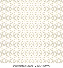 Vector floral minimalist seamless pattern. Subtle golden abstract geometric background with simple outline flower silhouettes, petals, small leaves. Minimal gold and white ornament. Repeated texture