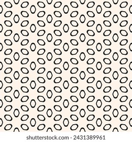 Vektor florale minimalistische nahtlose Muster. Schwarz-weißer abstrakter geometrischer Hintergrund mit einfachen Umrissblumen, Blütenblättern, Blättern. Minimale Ziertextur. Monochromes Design für Dekor, Tapeten