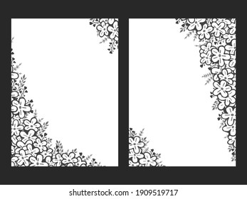 Vector de fondo monocromo floral. Patrón de flores dibujadas a mano.