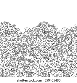 vector floral monochrome pattern. For easy making seamless pattern just drag all group into swatches bar, and use it for filling any contours. EPS