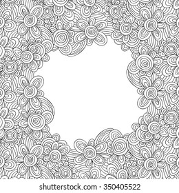 vector floral monochrome pattern. For easy making seamless pattern just drag all group into swatches bar, and use it for filling any contours. EPS