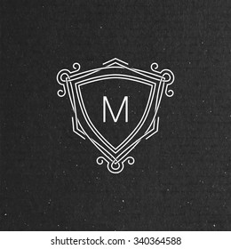 vector floral monogram. art-deco frame. line art element for design