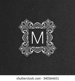 vector floral monogram. art-deco frame. line art elemeat for design