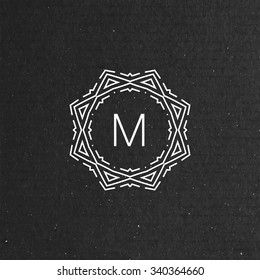 vector floral monogram. art-deco frame. line art element for design
