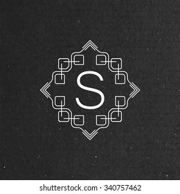 vector floral monogram. art-deco frame. line art element for design