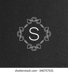 vector floral monogram. art-deco frame. line art element for design