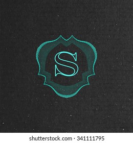vector floral monogram. art-deco frame. line art element for design
