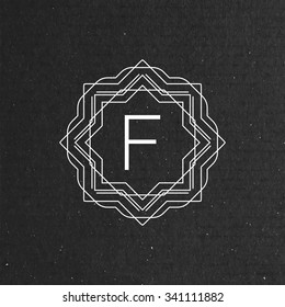 vector floral monogram. art-deco frame. line art element for design