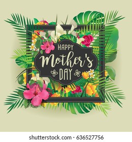 vector floral mothers day greeting card