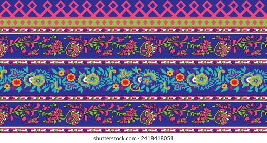 Vector Floral Motif Border Pattern Traditional Indian Motif Traditional Arabic motifs digital flowers design and leaves motif beautiful scarf print design fo