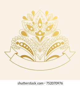 Vector floral motif in neutral beige tones