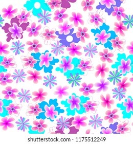 Vector floral multicolored pattern set of small flowers on a white background biological motif, floral kaleidoscope
