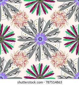 Vector floral neutral, white and gray pattern. Seamless cute mille-fleurs texture for fabric, wrapping, printing, textile.