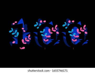 Vector floral numbers monograms or logo. 