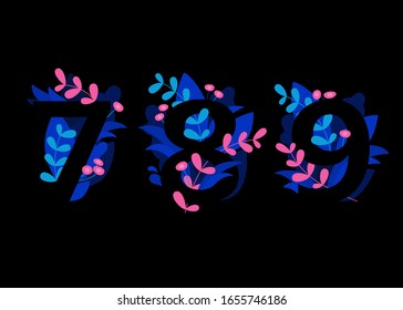 Monogramas o logotipo de los números florales vectoriales. 