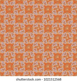 Vector floral orange, beige and brown pattern. Seamless cute mille-fleurs texture for fabric, wrapping, printing, textile.