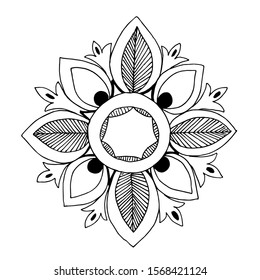 Vector Floral oriental ornament. Black and white engraved ink art. Isolated ornaments illustration element on white background.